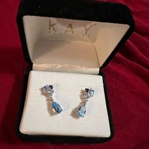 Kay Jewelers blue and white topaz earrings. Brand new never worn